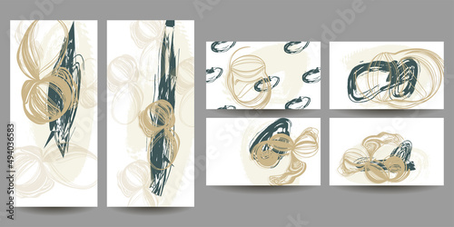 Picturesque patel restrained Elegant natural pastel muted pale calm tones card templates set. Collection of romantic invitations with abstraction