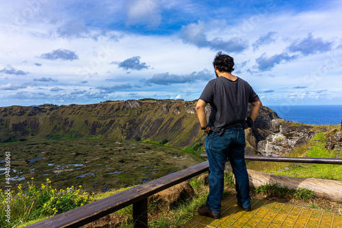 person on the top of the mountain