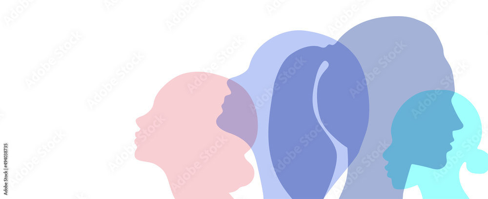 Banner background of human profile silhouette, vector illustration