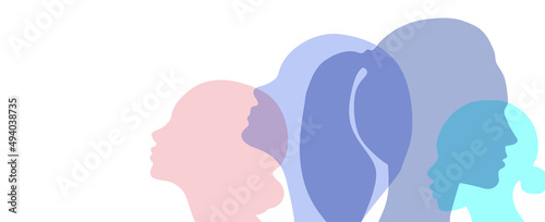Banner background of human profile silhouette, vector illustration