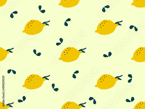 lemon cartoon character seamless pattern on yellow background.Pixel style