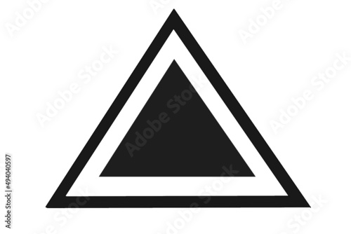 Black and white geometric shapes isolated on a black and white background. Triangles and circles