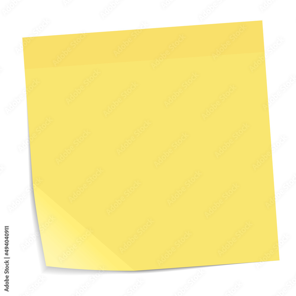 blank yellow sticky note with folded corner isolated on white background, vector illustration blank yellow sticky note with folded corner isolated on white background, vector illustration