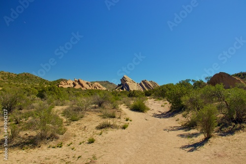 Vasquez Rocks National Park Located in California with mountains and unique rock formations  photo