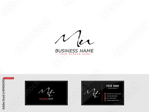 Signature MU Vector Icon Logo, Brush mu Signature Letter Logo for stylish wedding or unique business with business card template