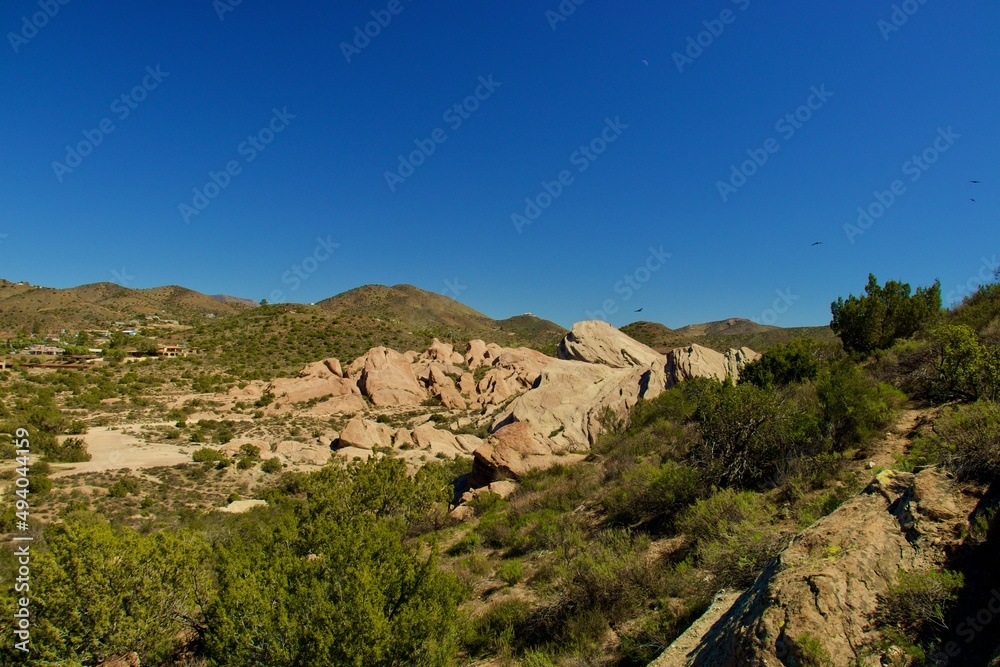 Vasquez Rocks National Park Located in California with mountains and unique rock formations 