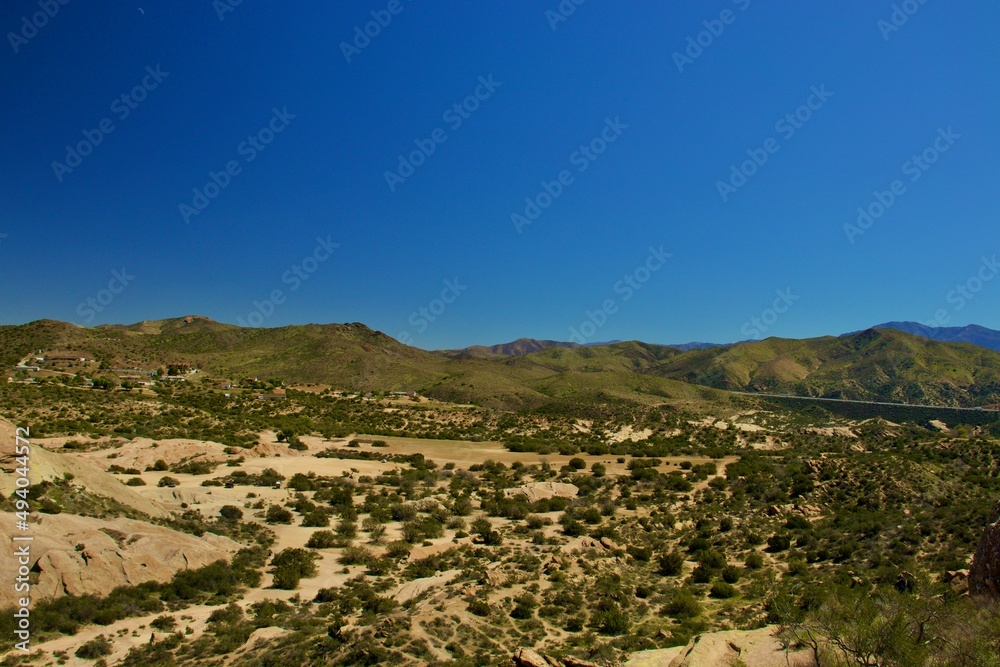 Vasquez Rocks National Park Located in California with mountains and unique rock formations 