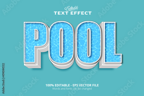 Editable text effect, Blue background, Pool text effect