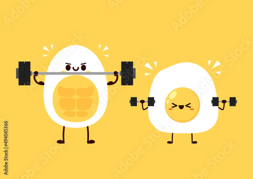 Egg character design. Exercise. Cute egg cartoon vector.
