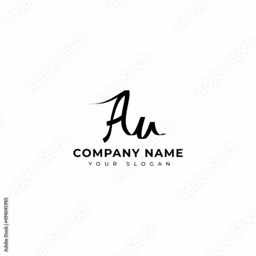 Au Initial signature logo vector design