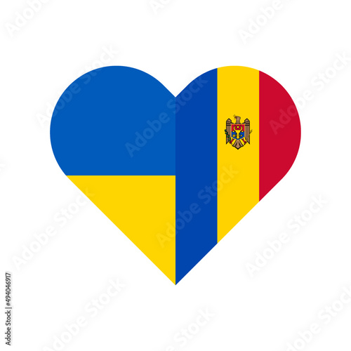  heart shape icon with ukraine and moldova flags. vector illustration isolated on white background