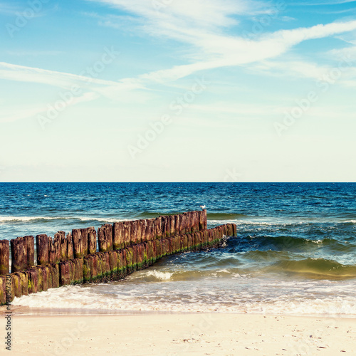 horizontal blue sea line beach and blue sky