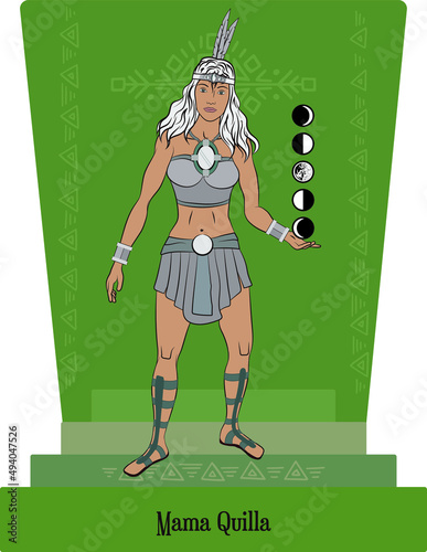 Illustration vector isolated of Inca, mythical Goddess.
Mama quilla