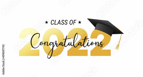 Class of 2022. Congratulations graduates graduation concept vector illustration