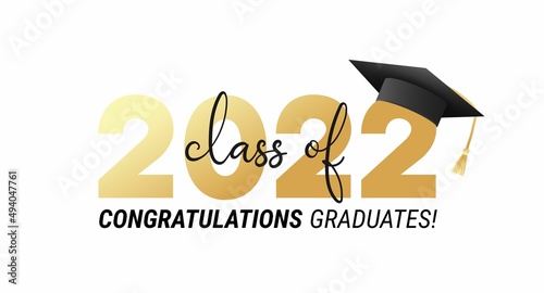 Class of 2022. Congratulations graduates graduation concept vector illustration