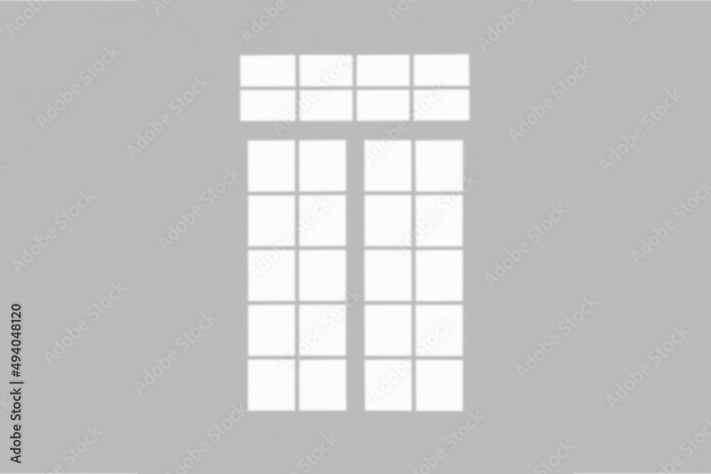 Window shadow drop on white wall background