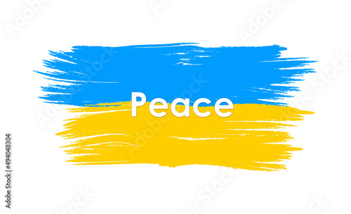 Flag of Ukraine with peace icon vector. Russian ukrainian conflict symbol. Peace dove with ukrainian flag icon isolated on a white background