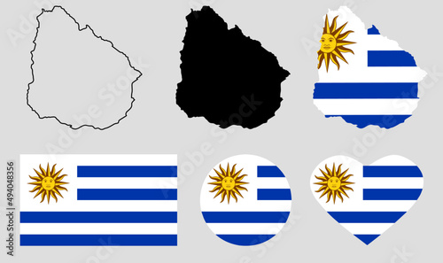 uruguay map flag icon set photo