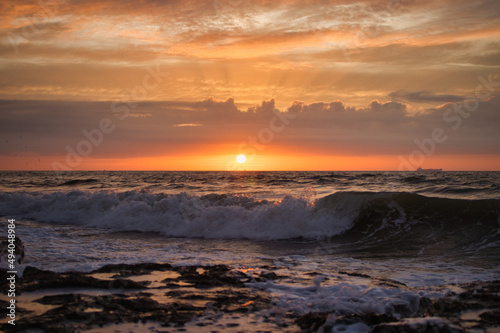 Canvas Print Beautiful sunset over the ocean in Isle of Wight