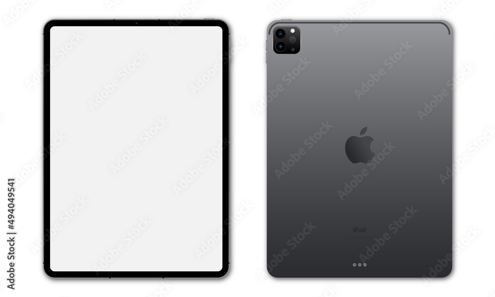 New ipad pro Black color by Apple Inc. Blank screen ipad and back side