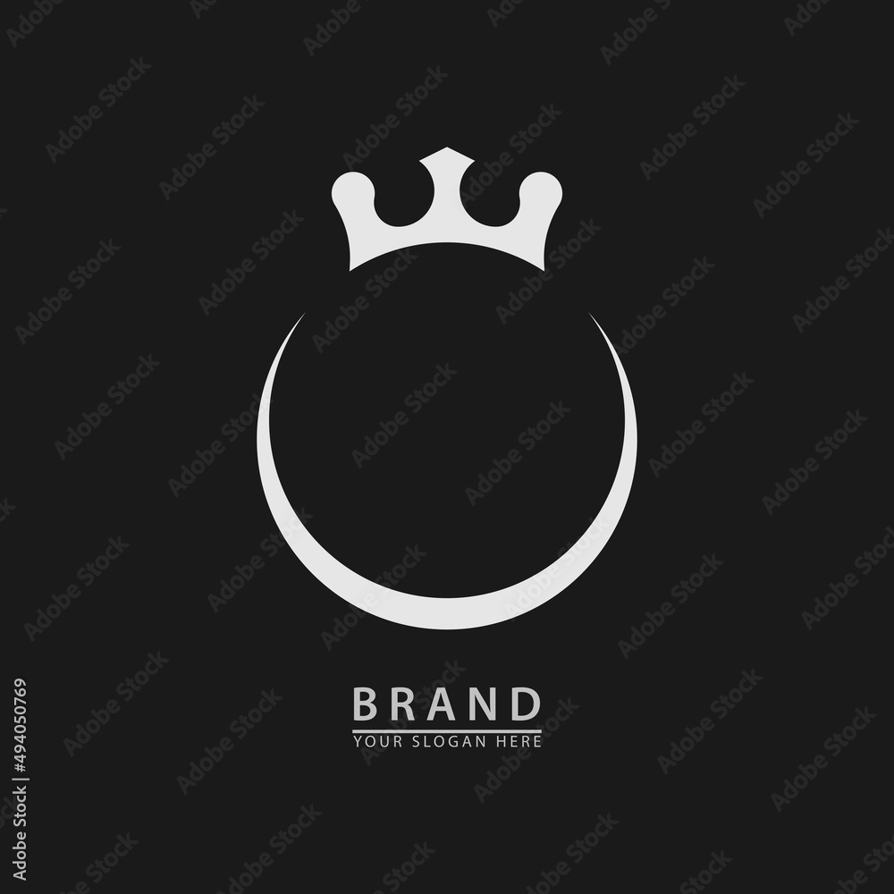 Fototapeta premium crescent moon and white king crown are good for logo icons.