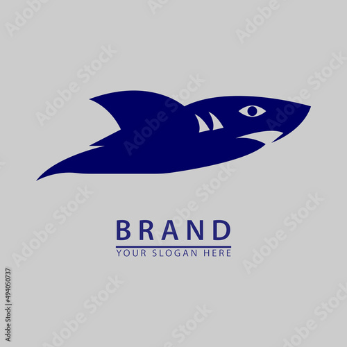 simple tame blue shark for tourism logo icon.