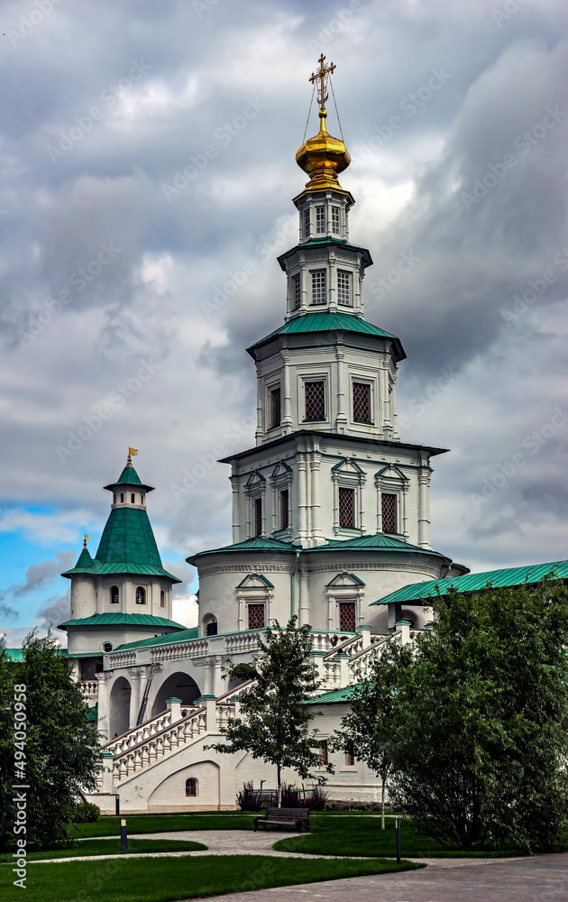Holy Gate and Entrance to Jerusalem church. Resurrection monastery. City of Istra, Russia