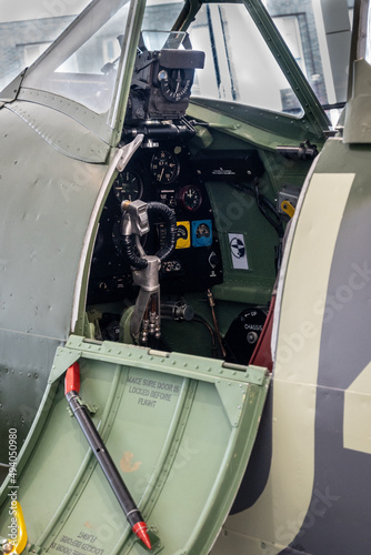 Photography Vertical shot of the cabin of spitfire cockpit