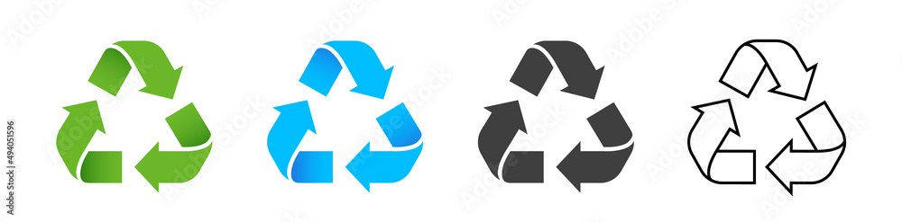 set of recycling icons. recycle logo symbol. vector illustration - obrazy, fototapety, plakaty 
