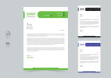 Modern company new minimalist letterhead design template 3 color bundle vector file