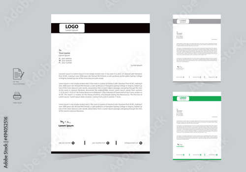 Corporate company modern minimalist letterhead design template 3 color bundle vector file