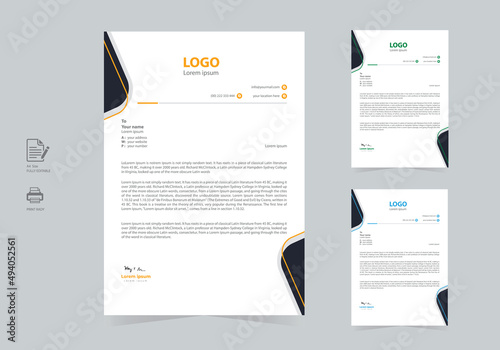 Modern and Abstract Corporate company modern Letterhead template set