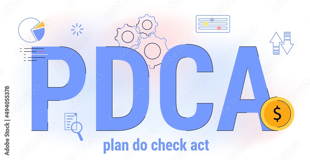 PDCA Plan Do Check Act Business action strategy goal success concept Method continuous improvement processes and products Vector illustration Scheme with steps for process management and monitoring PDCA Plan Do Check Act Business action strategy goal success concept Method continuous improvement processes and products Vector illustration Scheme with steps for process management and monitoring