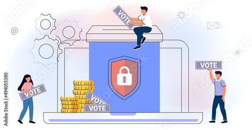 Survey vote online Election and voting Citizens choice duty in referendum Democratic as government form speech freedom Politic ballot with various options decision Flat vector illustration concept