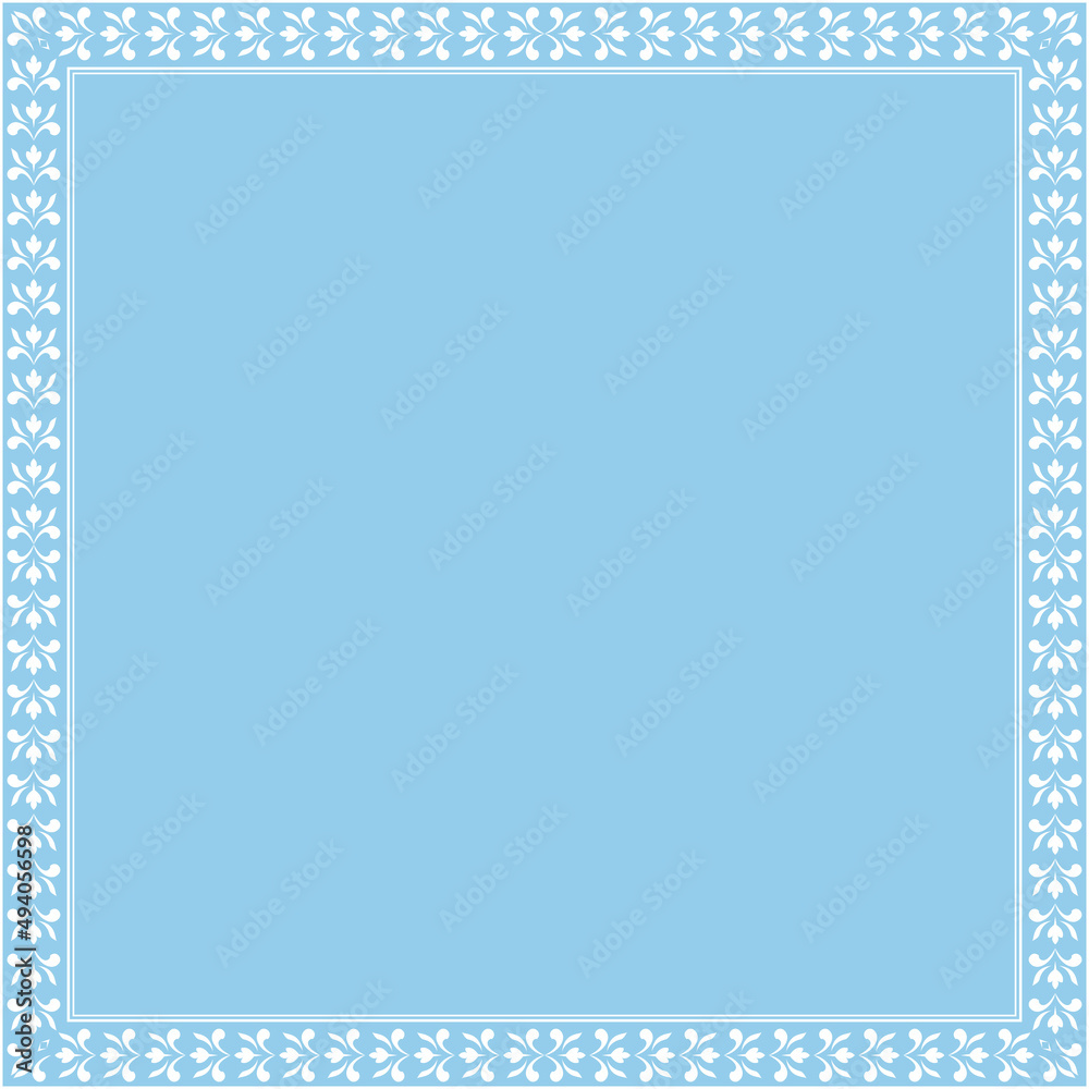 Decorative frame Elegant vector element for design in Eastern style, place for text. Floral blue and white border. Lace illustration for invitations and greeting cards Decorative frame Elegant vector element for design in Eastern style, place for text. Floral blue and white border. Lace illustration for invitations and greeting cards