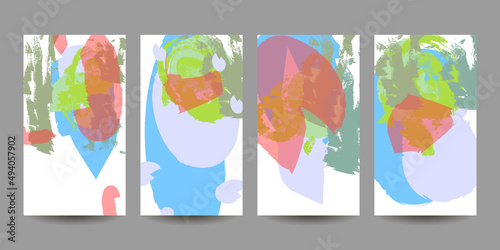 Picturesque patel restrained Elegant natural pastel muted pale calm tones card templates set. Collection of romantic invitations with abstraction