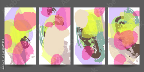 Picturesque patel restrained Elegant natural pastel muted pale calm tones card templates set. Collection of romantic invitations with abstraction
