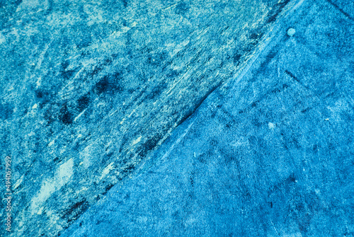Abstract drawing with chalk on a blackboard. Frosty pattern, with a predominance of blue photo