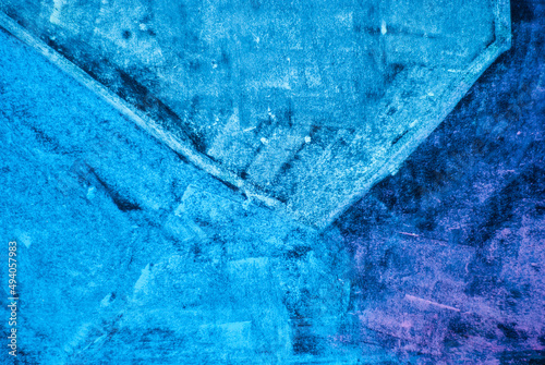 Abstract drawing with chalk on a blackboard. Frosty pattern, with a predominance of blue