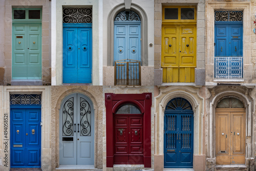 Collage of colorful front doors in Malta photo
