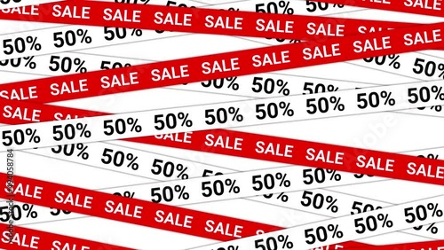 50% discount on holiday and seasonal sales. Promotional offer. Sale for Black Friday. Advertising animation for website, social media posts, stories. Seamless looping. Motion design. Kitnetic 