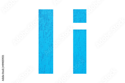 Alphabet uppercase and lowercase letters I with wall texture. Blue letter I in upper and lower case isolated on white background..