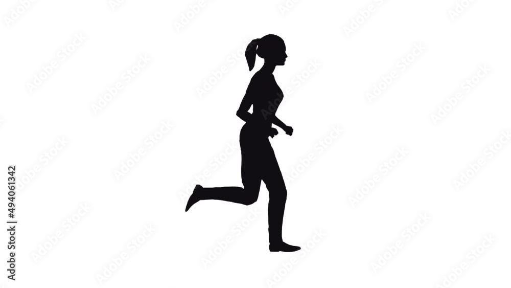 Silhouette of woman jogging profile Silhouette of woman jogging profile