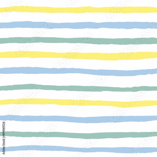 Tile vector pattern with pastel blue, green, yellow and white stripes © ingalinder