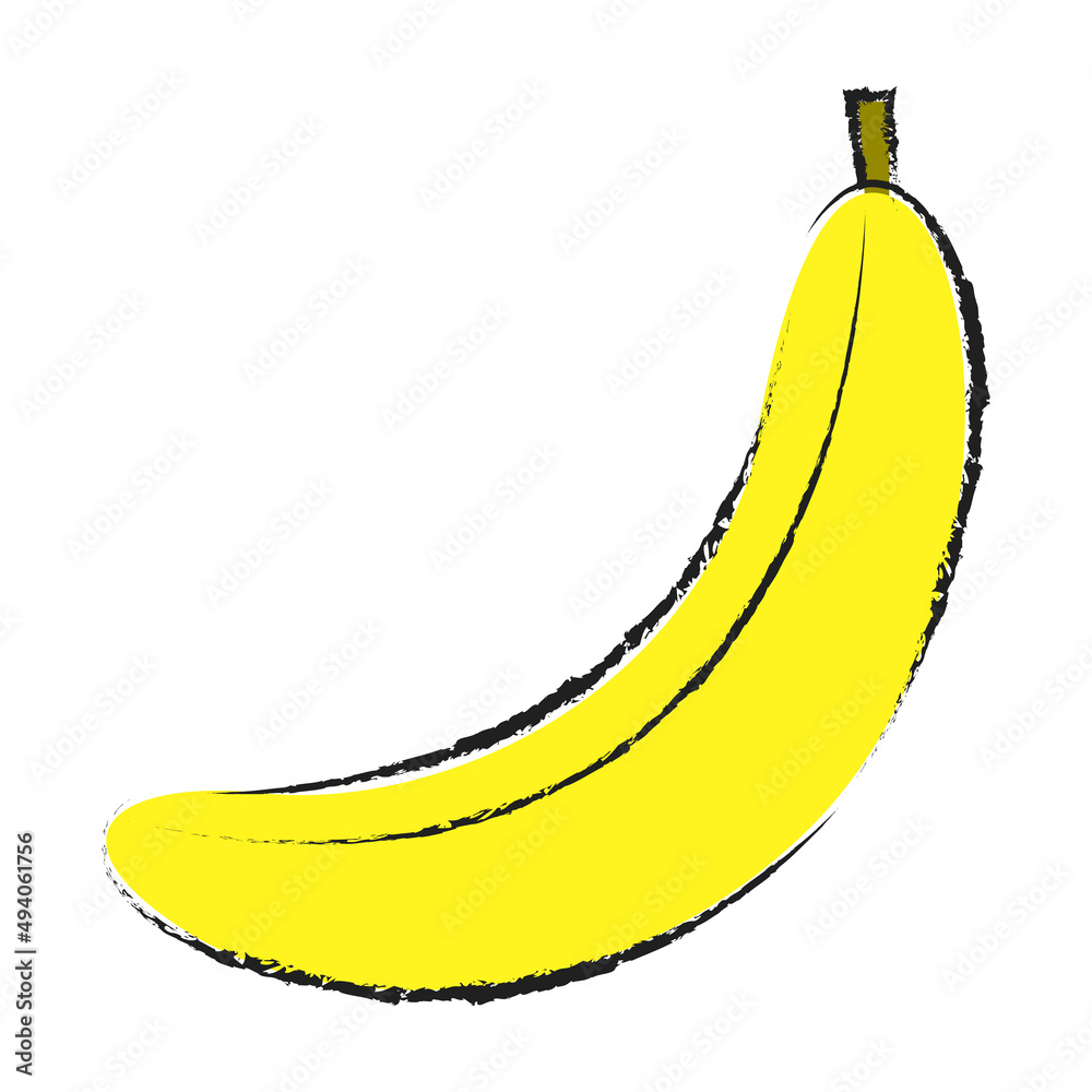illustration of a yellow banana flat vector