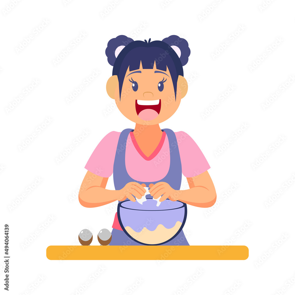 Isolated happy woman making a dessert Vector illustration Isolated happy woman making a dessert Vector illustration