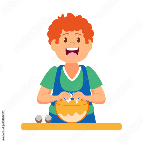 Isolated happy man making a dessert Vector illustration