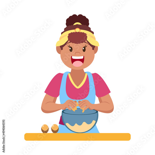Isolated happy woman making a dessert Vector illustration