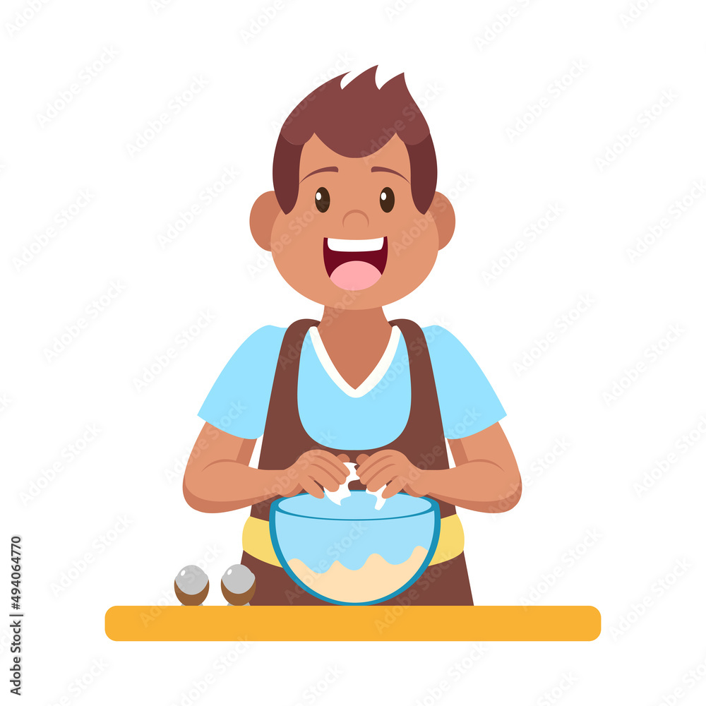 Isolated happy man making a dessert Vector illustration Isolated happy man making a dessert Vector illustration
