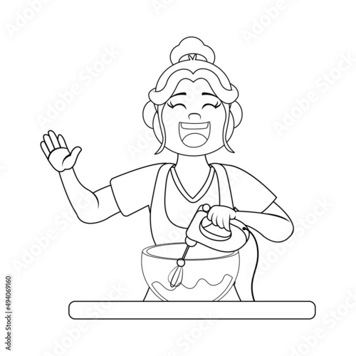Isolated happy woman making a dessert Vector illustration